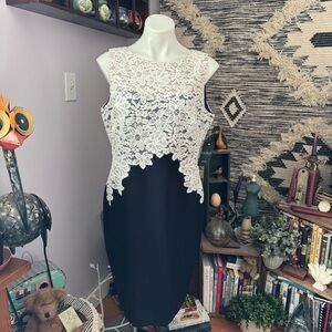 Ralph Lauren Navy and White Lace Dress Size 14